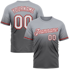Load image into Gallery viewer, Custom Gray Steel Gray-Red Fade Fashion Performance T-Shirt
