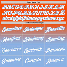 Load image into Gallery viewer, Custom Orange White-Light Blue Fade Fashion Performance T-Shirt
