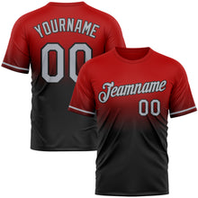 Load image into Gallery viewer, Custom Red Gray-Black Fade Fashion Performance T-Shirt
