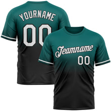 Load image into Gallery viewer, Custom Teal White-Black Fade Fashion Performance T-Shirt

