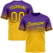 Load image into Gallery viewer, Custom Purple Yellow-Black Fade Fashion Performance T-Shirt
