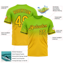 Load image into Gallery viewer, Custom Neon Green Yellow-Black Fade Fashion Performance T-Shirt
