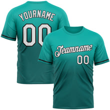 Load image into Gallery viewer, Custom Aqua Teal-Black Fade Fashion Performance T-Shirt
