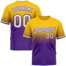 Load image into Gallery viewer, Custom Yellow White-Purple Fade Fashion Performance T-Shirt
