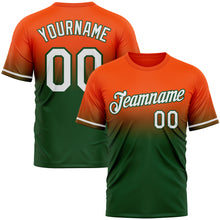 Load image into Gallery viewer, Custom Orange White-Green Fade Fashion Performance T-Shirt
