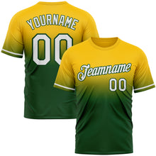 Load image into Gallery viewer, Custom Yellow White-Green Fade Fashion Performance T-Shirt

