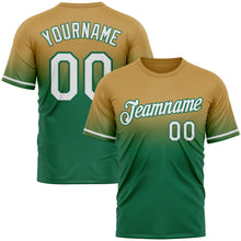 Load image into Gallery viewer, Custom Old Gold White-Kelly Green Fade Fashion Performance T-Shirt

