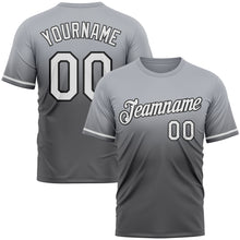 Load image into Gallery viewer, Custom Gray Steel Gray-Black Fade Fashion Performance T-Shirt
