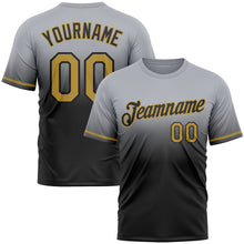 Load image into Gallery viewer, Custom Gray Old Gold-Black Fade Fashion Performance T-Shirt
