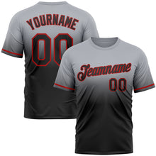 Load image into Gallery viewer, Custom Gray Black-Red Fade Fashion Performance T-Shirt
