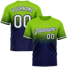 Load image into Gallery viewer, Custom Neon Green White-Navy Fade Fashion Performance T-Shirt

