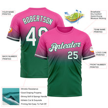 Load image into Gallery viewer, Custom Pink White-Kelly Green Fade Fashion Performance T-Shirt
