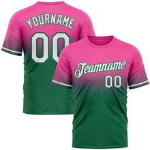 Load image into Gallery viewer, Custom Pink White-Kelly Green Fade Fashion Performance T-Shirt
