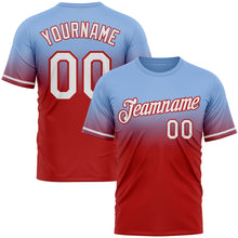 Load image into Gallery viewer, Custom Light Blue White-Red Fade Fashion Performance T-Shirt
