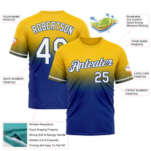 Load image into Gallery viewer, Custom Yellow White-Royal Fade Fashion Performance T-Shirt

