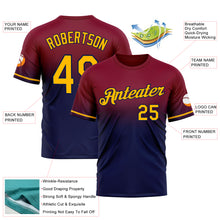 Load image into Gallery viewer, Custom Maroon Gold-Navy Fade Fashion Performance T-Shirt
