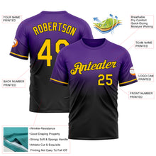 Load image into Gallery viewer, Custom Purple Yellow-Black Fade Fashion Performance T-Shirt
