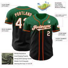 Load image into Gallery viewer, Custom Kelly Green Black-Orange Authentic Fade Fashion Baseball Jersey
