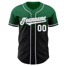 Load image into Gallery viewer, Custom Kelly Green Black-Gray Authentic Fade Fashion Baseball Jersey
