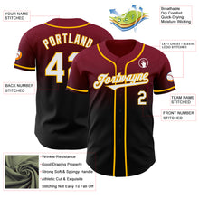 Load image into Gallery viewer, Custom Crimson Black-Gold Authentic Fade Fashion Baseball Jersey
