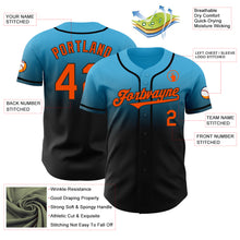 Load image into Gallery viewer, Custom Sky Blue Orange-Black Authentic Fade Fashion Baseball Jersey
