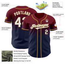 Load image into Gallery viewer, Custom Crimson Navy-Old Gold Authentic Fade Fashion Baseball Jersey
