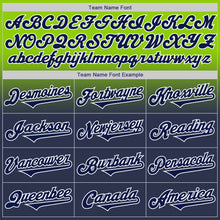 Load image into Gallery viewer, Custom Neon Green Navy-White Authentic Fade Fashion Baseball Jersey
