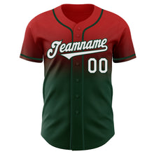Load image into Gallery viewer, Custom Red White-Green Authentic Fade Fashion Baseball Jersey
