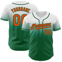 Load image into Gallery viewer, Custom White Orange-Kelly Green Authentic Fade Fashion Baseball Jersey
