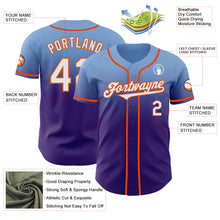 Load image into Gallery viewer, Custom Light Blue White Purple-Orange Authentic Fade Fashion Baseball Jersey

