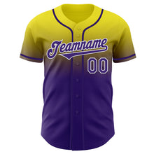 Load image into Gallery viewer, Custom Light Yellow Purple-White Authentic Fade Fashion Baseball Jersey
