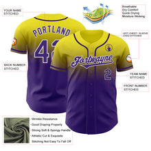 Load image into Gallery viewer, Custom Light Yellow Purple-White Authentic Fade Fashion Baseball Jersey

