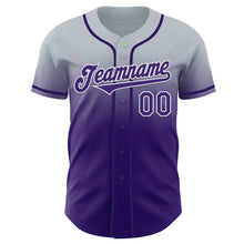 Load image into Gallery viewer, Custom Silver Purple-White Authentic Fade Fashion Baseball Jersey
