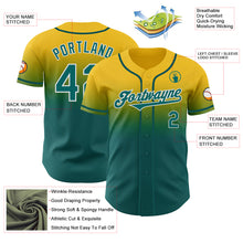 Load image into Gallery viewer, Custom Yellow Teal-White Authentic Fade Fashion Baseball Jersey

