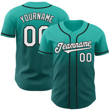 Load image into Gallery viewer, Custom Aqua White Teal-Black Authentic Fade Fashion Baseball Jersey
