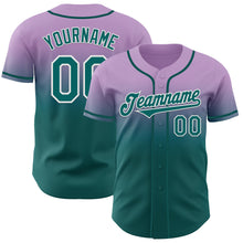 Load image into Gallery viewer, Custom Light Purple Teal-White Authentic Fade Fashion Baseball Jersey
