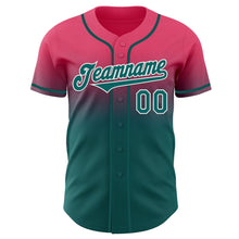 Load image into Gallery viewer, Custom Neon Pink Teal-White Authentic Fade Fashion Baseball Jersey
