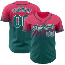 Load image into Gallery viewer, Custom Neon Pink Teal-White Authentic Fade Fashion Baseball Jersey
