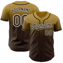 Load image into Gallery viewer, Custom Old Gold Brown-White Authentic Fade Fashion Baseball Jersey
