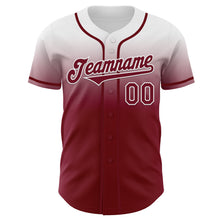 Load image into Gallery viewer, Custom White Crimson Authentic Fade Fashion Baseball Jersey
