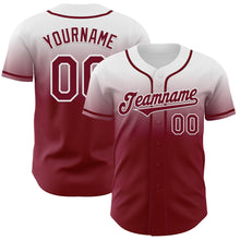 Load image into Gallery viewer, Custom White Crimson Authentic Fade Fashion Baseball Jersey
