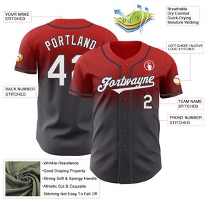 Custom Red White-Steel Gray Authentic Fade Fashion Baseball Jersey