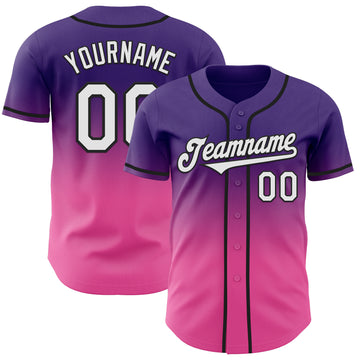 Custom Purple White Pink-Black Authentic Fade Fashion Baseball Jersey