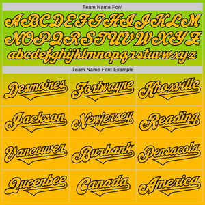 Custom Neon Green Gold-Black Authentic Fade Fashion Baseball Jersey
