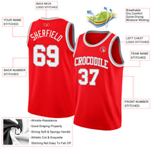 Load image into Gallery viewer, Custom Fire Red White-Gray Authentic Basketball Jersey
