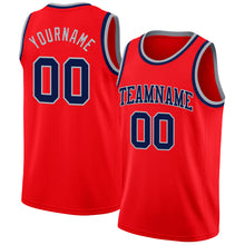 Load image into Gallery viewer, Custom Fire Red Navy-Gray Authentic Basketball Jersey
