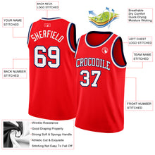 Load image into Gallery viewer, Custom Fire Red White-Navy Authentic Basketball Jersey
