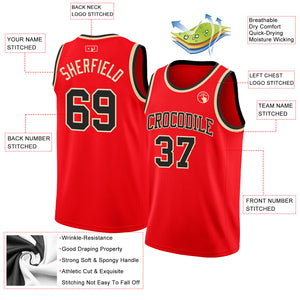 Custom Fire Red Black-Cream Authentic Basketball Jersey