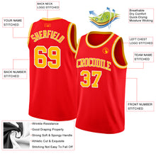Load image into Gallery viewer, Custom Fire Red Gold-White Authentic Basketball Jersey
