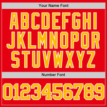 Load image into Gallery viewer, Custom Fire Red Gold-White Authentic Basketball Jersey
